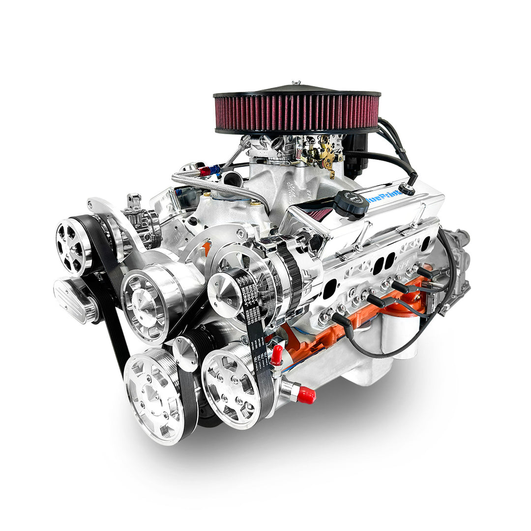 GM Small Block Compatible 454 c.i. Engine and TKX Manual Transmission - 563 Horsepower - Standard Edition Builder Series with Polished Pulley Kit - Fuel Injected