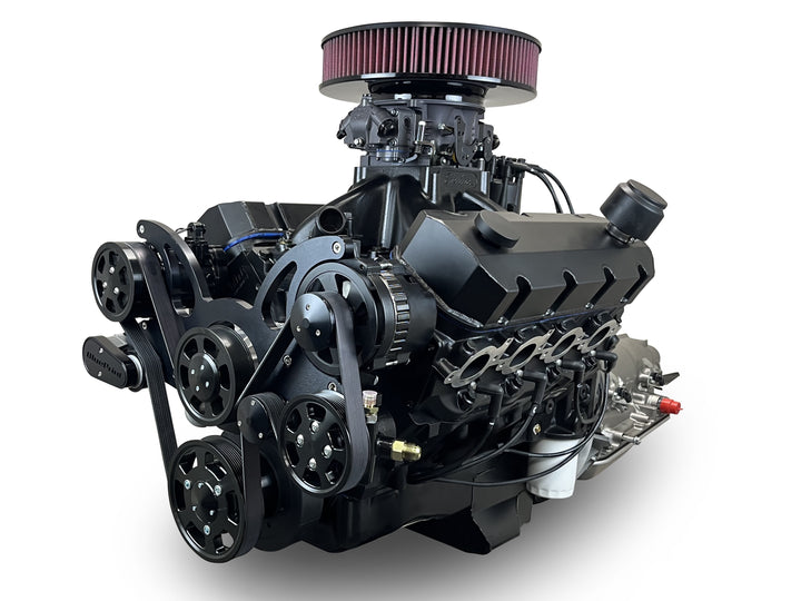 GM Big Block Compatible 632 c.i. ProSeries Engine and 4L80E Automatic Transmission - 815 Horsepower - Blackout Reaper Edition Builder Series with Black Pulley Kit - Carbureted