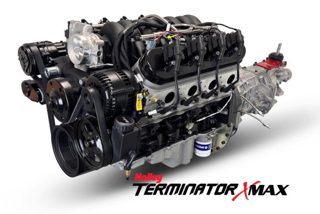GM LS Compatible 376 c.i. Engine and T56 Manual Transmission - 530 Horsepower - Standard Edition Builder Series - Black Pulley Kit - Holley Terminator X EFI System
