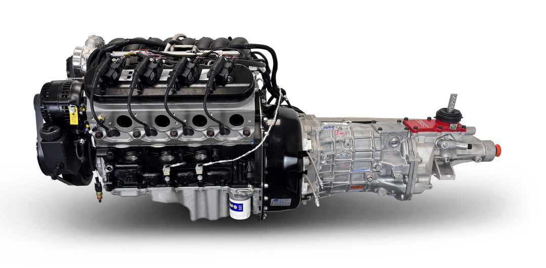 GM LS Compatible 376 c.i. Engine and T56 Manual Transmission - 530 Horsepower - Standard Edition Builder Series - Black Pulley Kit - Holley Terminator X EFI System