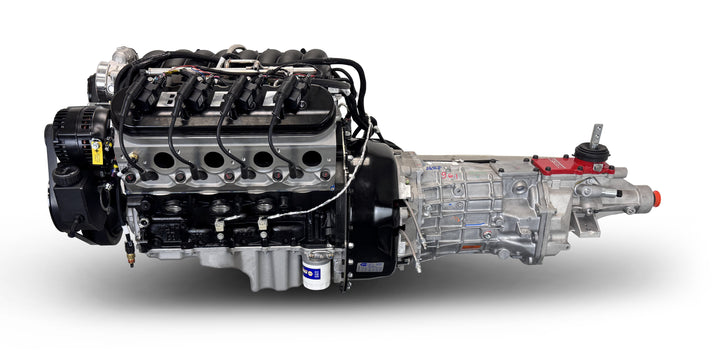GM LS Compatible 376 c.i. Engine and T56 Manual Transmission - 530 Horsepower - Standard Edition Builder Series - Black Pulley Kit - Holley Terminator X EFI System
