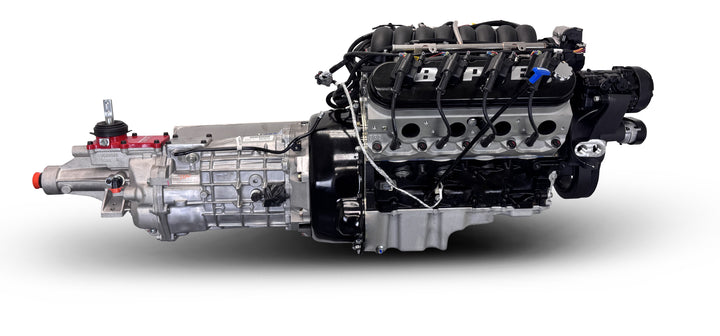 GM LS Compatible 376 c.i. Engine and T56 Manual Transmission - 530 Horsepower - Standard Edition Builder Series - Black Pulley Kit - Holley Terminator X EFI System