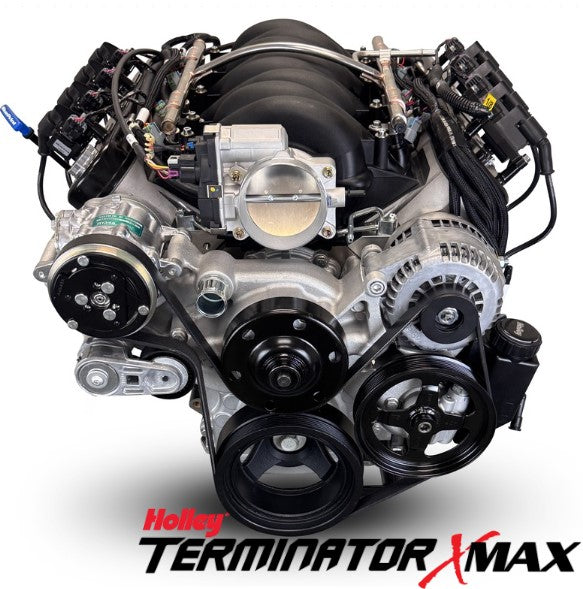 GM LS Compatible 376 c.i. Pro Series Engine - 530 Horsepower - Deluxe Dressed - Natural Pulley Kit - Holley Terminator X EFI System