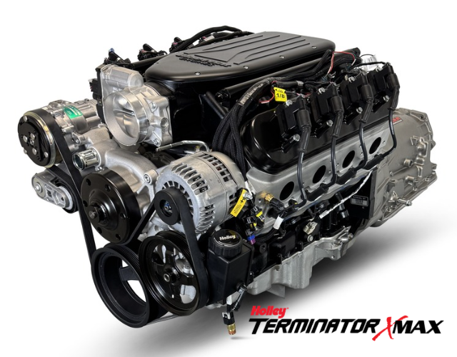 GM LS Compatible 376 c.i. Engine and 4L65/70E Automatic Transmission 4WD Ready - 510 Horsepower - Truck Edition Builder Series - Natural Pulley Kit - Holley Terminator X EFI System
