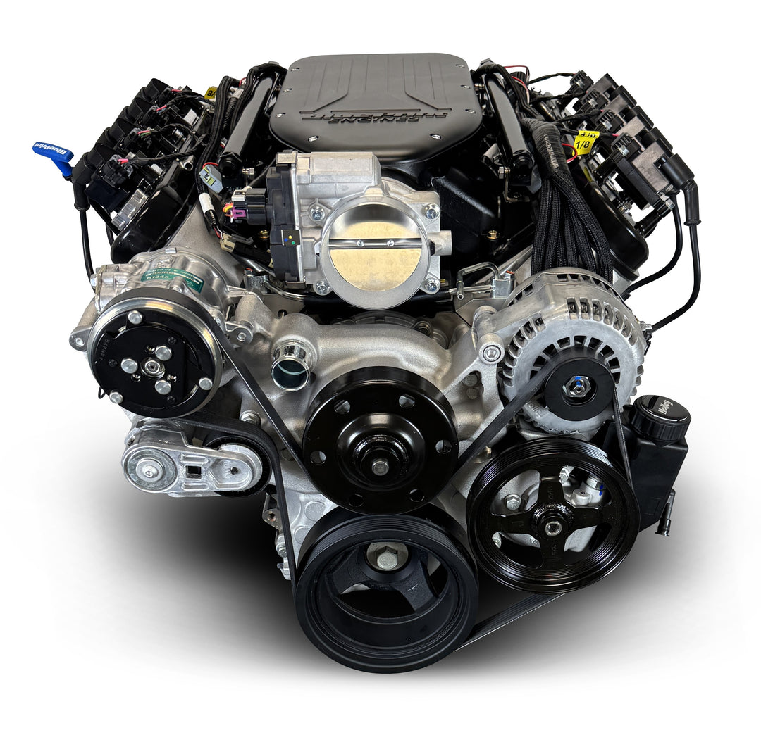 GM LS Compatible 376 c.i. Engine and 4L65/70E Automatic Transmission 4WD Ready - 510 Horsepower - Truck Edition Builder Series - Natural Pulley Kit - Holley Terminator X EFI System