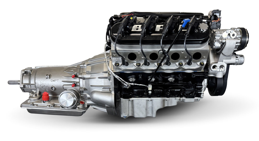 GM LS Compatible 376 c.i. Engine and 4L65/70E Automatic Transmission 4WD Ready - 510 Horsepower - Truck Edition Builder Series - Natural Pulley Kit - Holley Terminator X EFI System