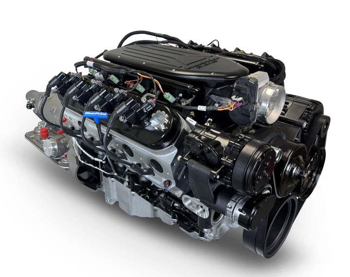 GM LS Compatible 376 c.i. Engine and 4L65/70E Automatic Transmission - 510 Horsepower - Standard Edition Builder Series - Black Pulley Kit - Holley Terminator X EFI System