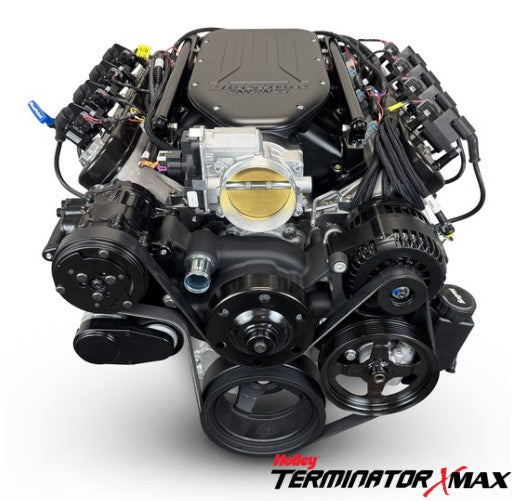 GM LS Compatible 376 c.i. Engine and 4L65/70E Automatic Transmission - 510 Horsepower - Standard Edition Builder Series - Black Pulley Kit - Holley Terminator X EFI System
