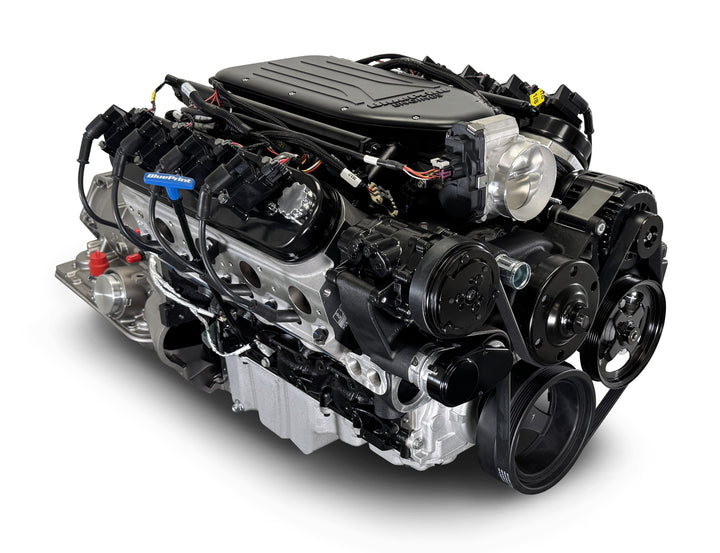GM LS Compatible 376 c.i. Engine and 4L65/70E Automatic Transmission 4WD Ready - 510 Horsepower - Truck Edition Builder Series - Black Pulley Kit - Holley Terminator X EFI System