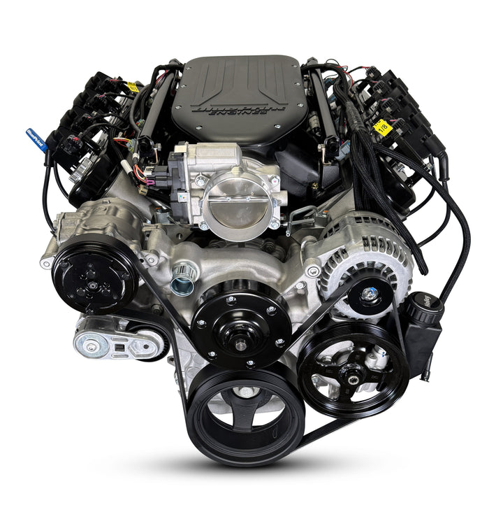 GM LS Compatible 376 c.i. Engine and T56 Manual Transmission - 510 Horsepower - Standard Edition Builder Series - Natural Pulley Kit - Holley Terminator X EFI System