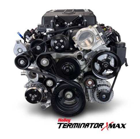 GM LS Compatible 376 c.i. Pro Series Engine and 4L80E Automatic Transmission - 700 Horsepower - Standard Edition Builder Series - Black Pulley Kit - Holley Terminator X EFI System