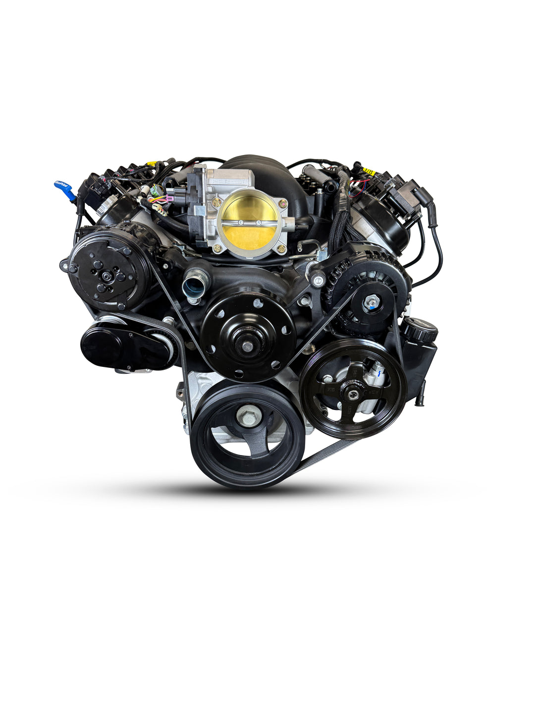 GM LS Compatible 427 c.i. Engine and TKX Manual Transmission - 605 Horsepower - Standard Edition Builder Series - Black Pulley Kit - Holley Terminator X EFI System