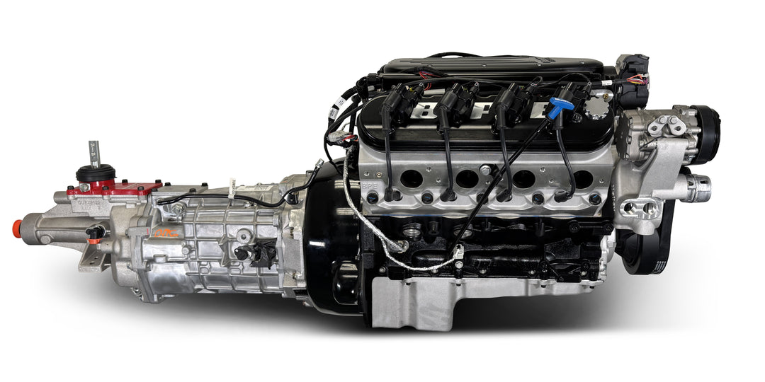 GM LS Compatible 427 c.i. Engine and T56 Manual Transmission - 585 Horsepower - Standard Edition Builder Series - Natural Pulley Kit - Holley Terminator X EFI System