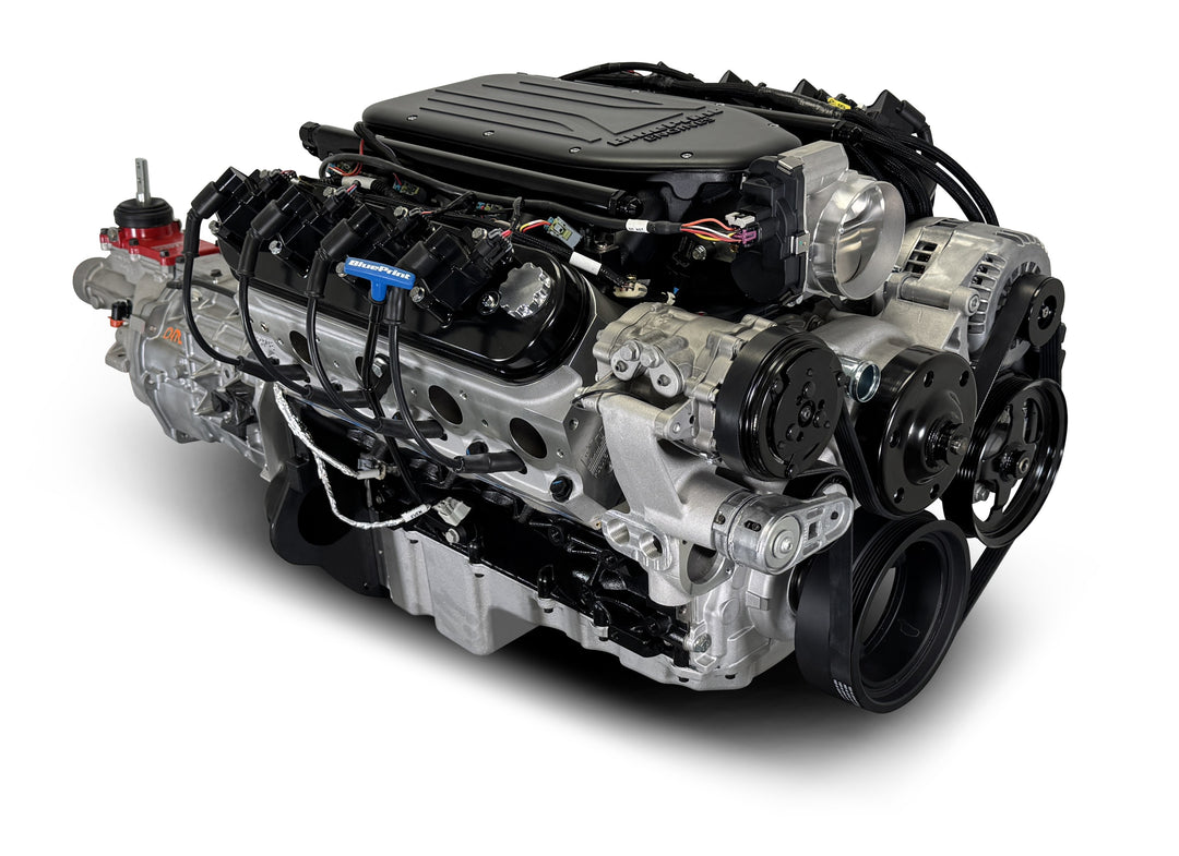 GM LS Compatible 427 c.i. Engine and T56 Manual Transmission - 585 Horsepower - Standard Edition Builder Series - Natural Pulley Kit - Holley Terminator X EFI System