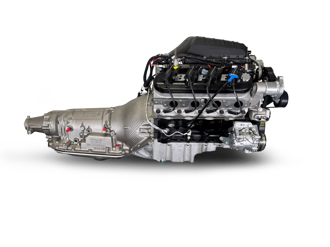 GM LS Compatible 427 c.i. Engine and 4L80E Automatic Transmission - 830 Horsepower - Standard Edition Builder Series - Natural Pulley Kit - Holley Terminator X EFI System