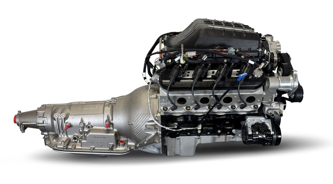 GM LS Compatible 427 c.i. Engine and 4L80E Automatic Transmission - 830 Horsepower - Standard Edition Builder Series - Black Pulley Kit - Holley Terminator X EFI System