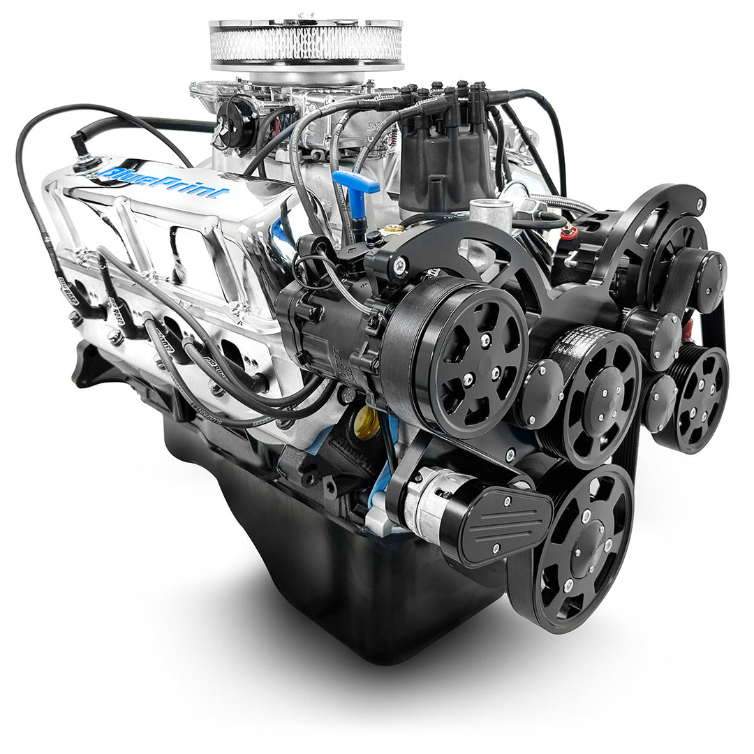 Ford SB Compatible 347 c.i. Engine - 415 HP - Deluxe Dressed with Black Pulley Kit - Carbureted