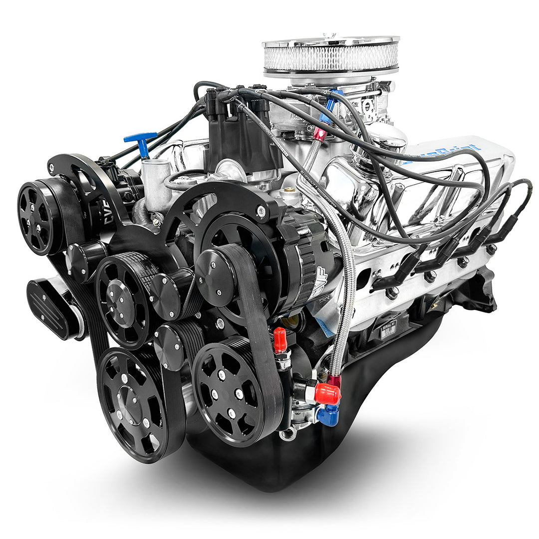 Ford SB Compatible 347 c.i. Engine - 415 HP - Deluxe Dressed with Black Pulley Kit - Carbureted