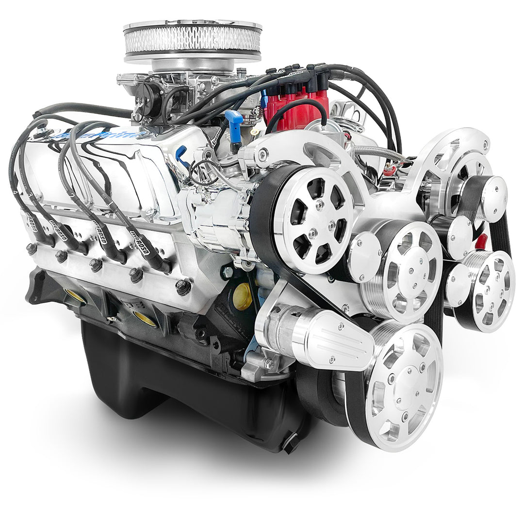 Ford SB Compatible 347 c.i. Engine - 415 HP - Deluxe Dressed with Polished Pulley Kit - Rear Sump - Carbureted