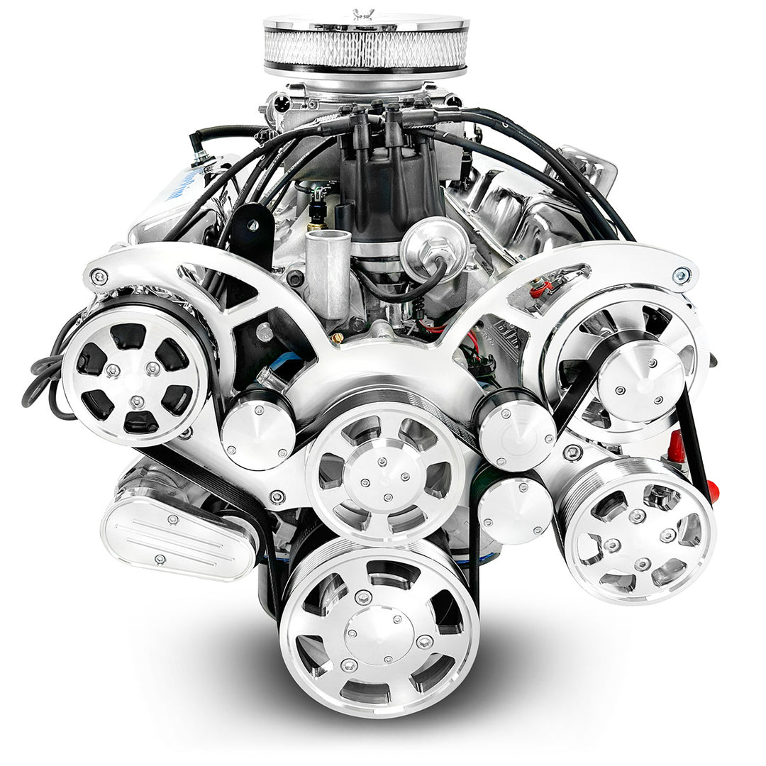 Ford SB Compatible 347 c.i. Engine - 415 HP - Deluxe Dressed with Polished Pulley Kit - Rear Sump - Fuel Injected