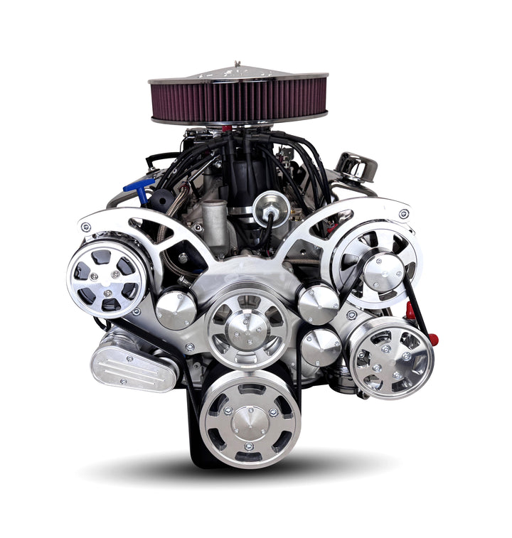Ford Small Block Compatible 347 c.i. Engine - 415 Horsepower - Deluxe Dressed - Polished Pulley Kit - Carbureted