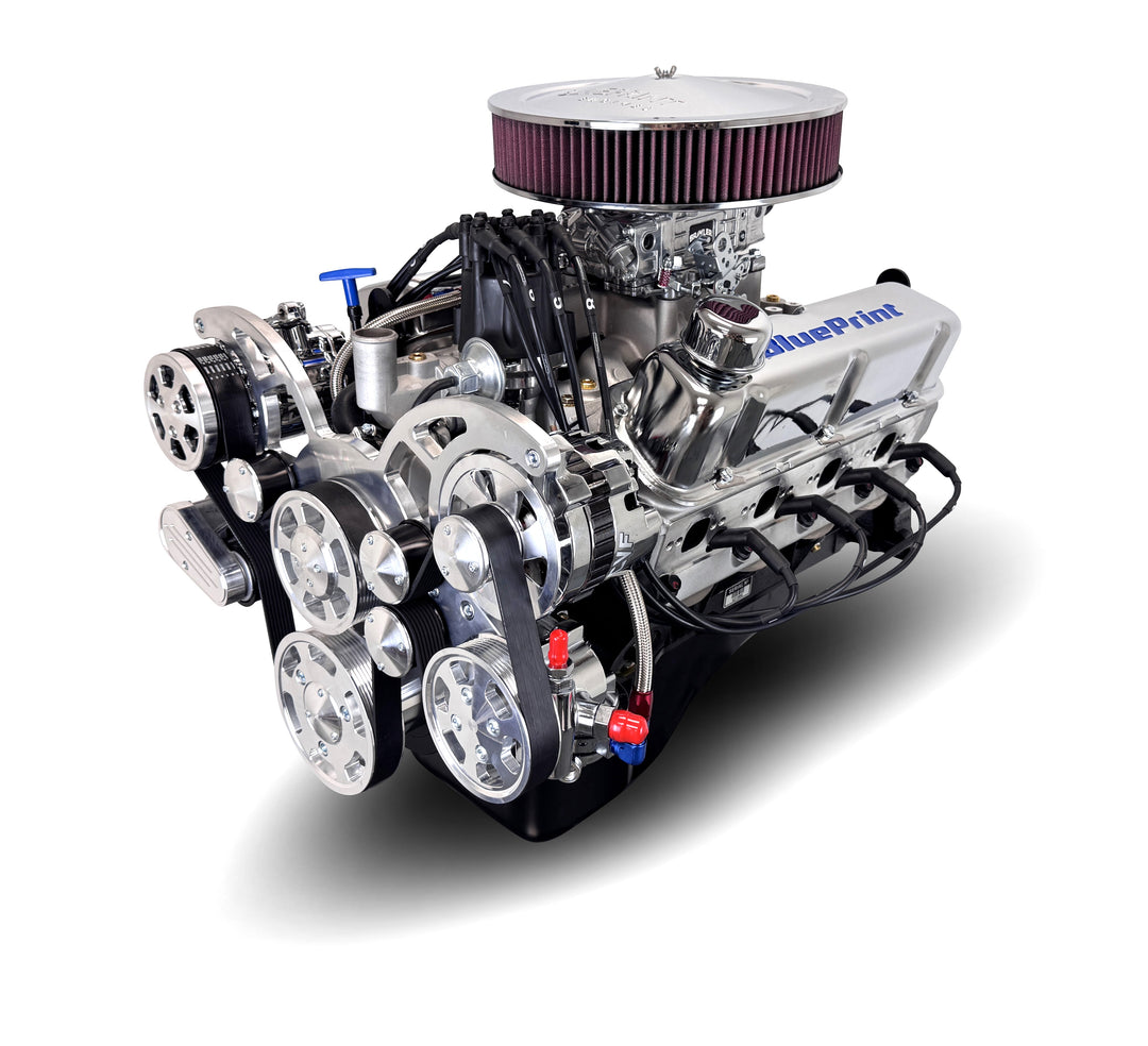 Ford Small Block Compatible 347 c.i. Engine - 415 Horsepower - Deluxe Dressed - Polished Pulley Kit - Carbureted