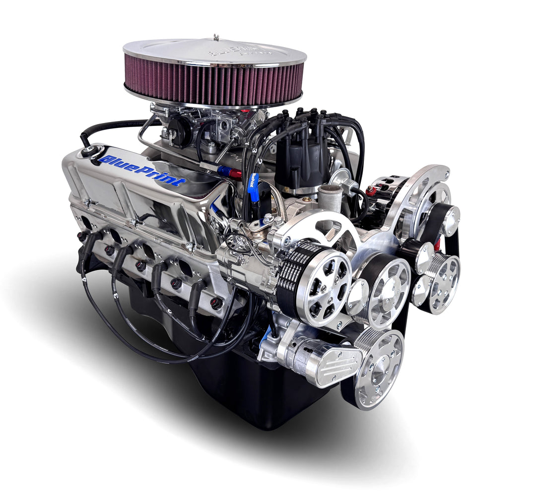Ford Small Block Compatible 347 c.i. Engine - 415 Horsepower - Deluxe Dressed - Polished Pulley Kit - Carbureted