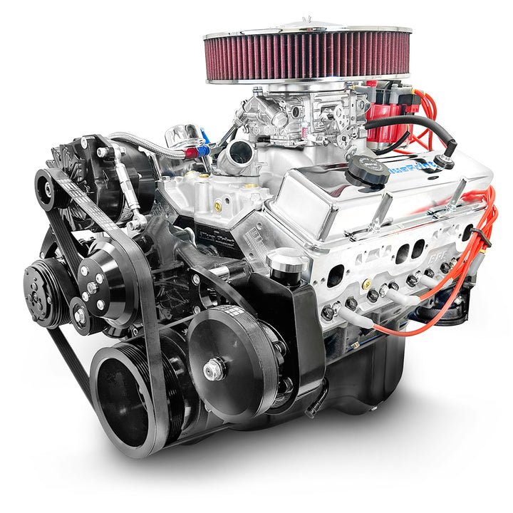 GM SB Compatible 350 c.i. Engine - 390 HP - Deluxe Dressed with Black Pulley Kit - Carbureted