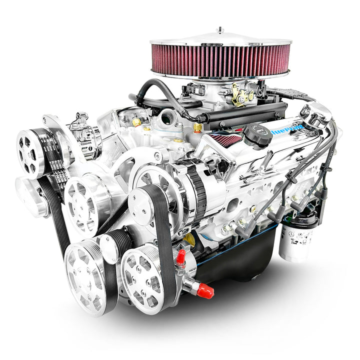 GM Small Block Compatible 383 c.i. Engine - 436 HP - Deluxe Dressed with Polished Pulley Kit - Multi-Port Fuel Injected