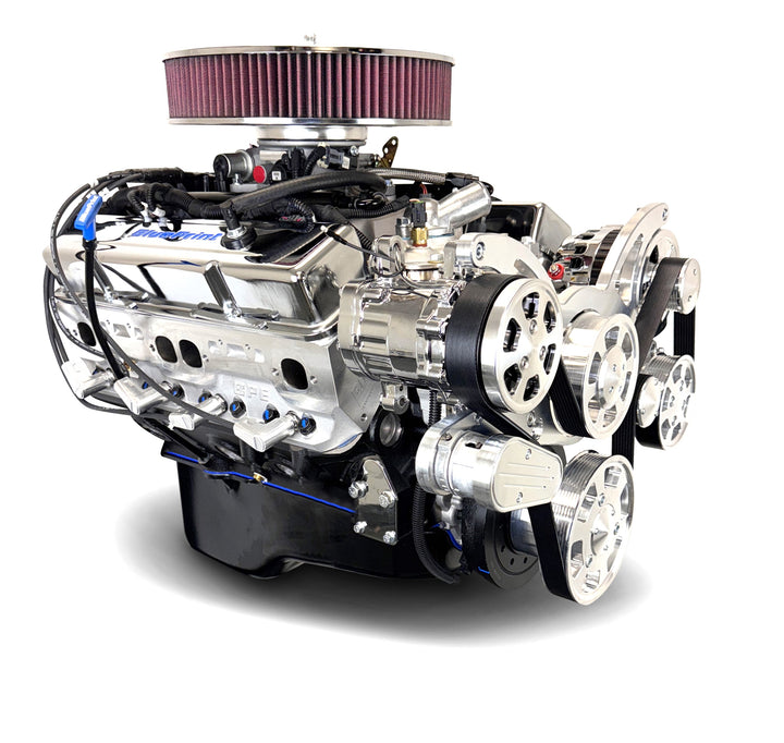 GM Small Block Compatible 383 c.i. Engine - 436 Horsepower - Deluxe Dressed - Polished Pulley Kit - BluePrint Engines Calibrated ECU