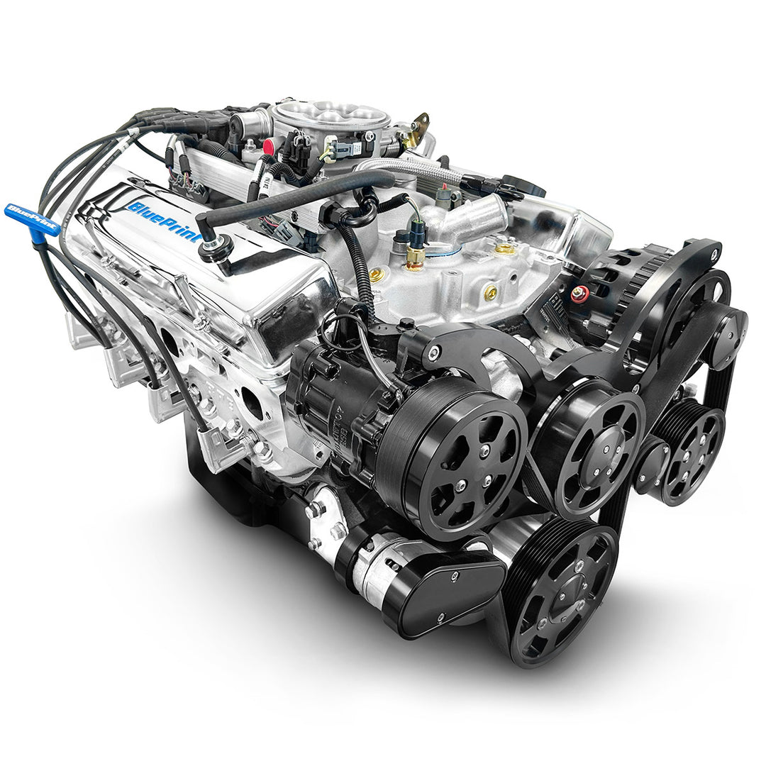 GM Small Block Compatible 383 c.i. Engine - 436 Horsepower - Deluxe Dressed with Black Pulley Kit - Multi-Port Fuel Injected