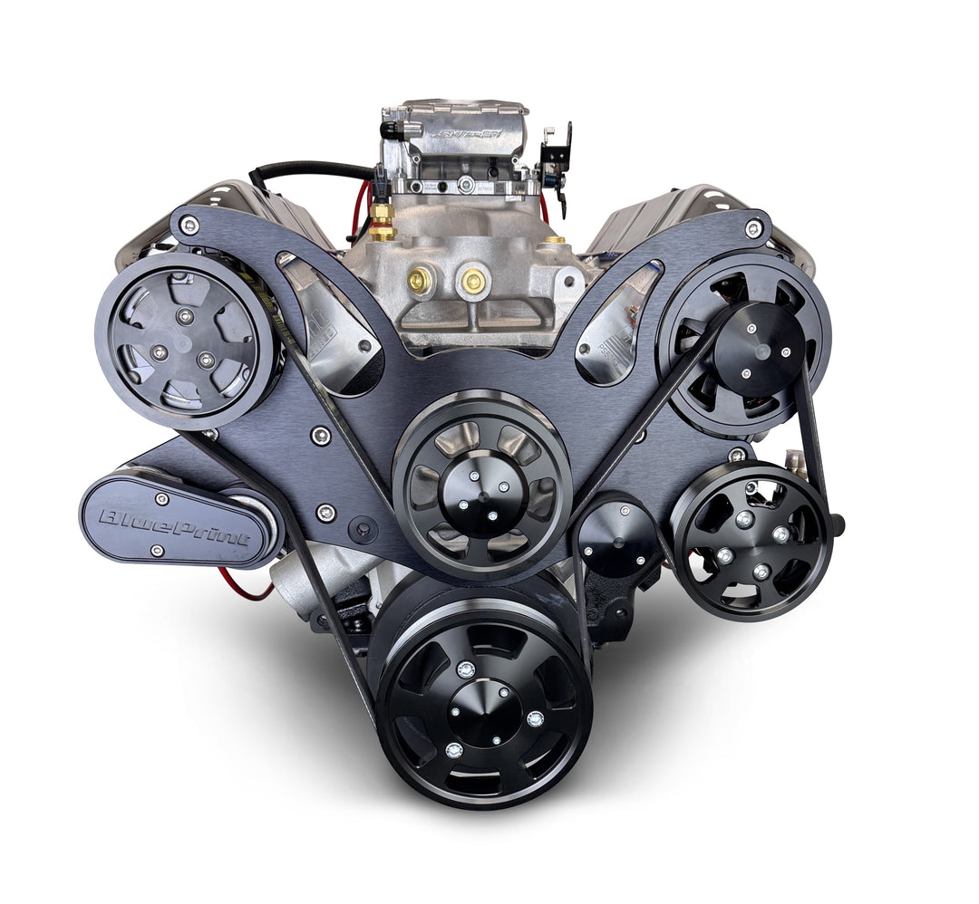 GM Big Block Compatible 496 c.i. Engine - 600 Horsepower - Deluxe Dressed - Black Pulley Kit - Fuel Injected