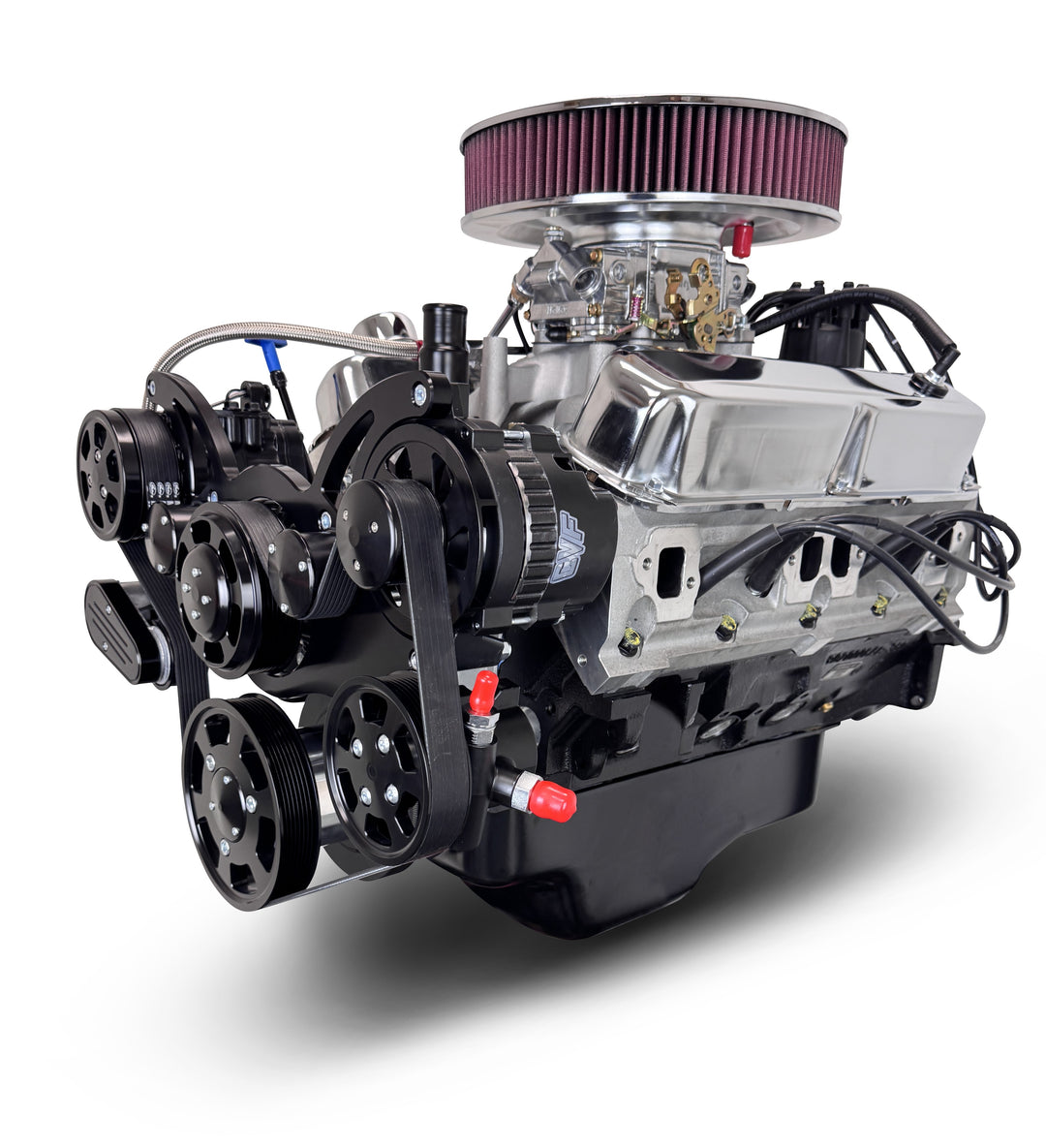 Chrysler Small Block Compatible 408 c.i. Engine - 465 Horsepower - Deluxe Dressed - Black Pulley Kit - Carbureted