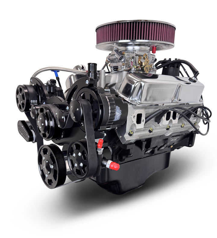Chrysler Small Block Compatible 408 c.i. Engine - 465 Horsepower - Deluxe Dressed - Black Pulley Kit - Carbureted