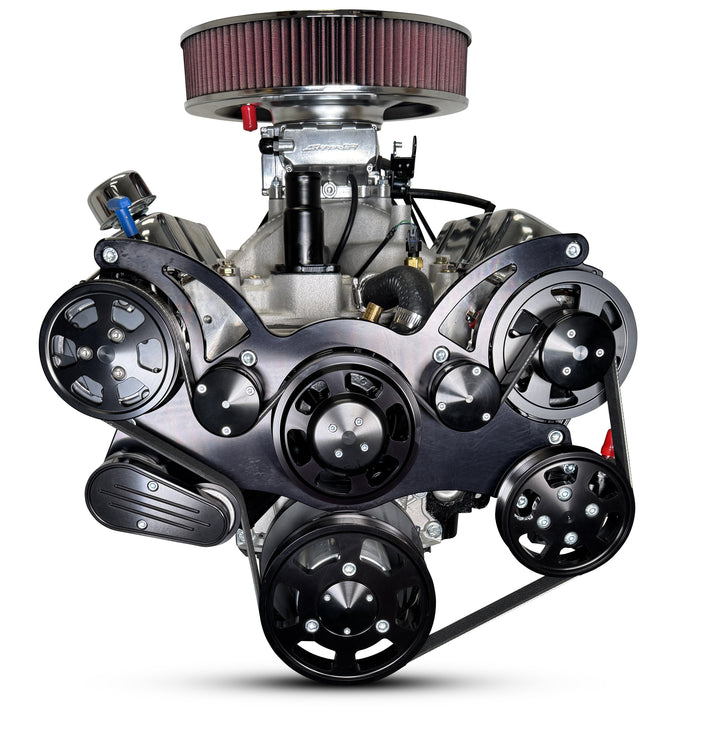 Chrysler Small Block Compatible 408 c.i. Engine - 465 Horsepower - Deluxe Dressed - Fuel Injected - Black Pulley Kit