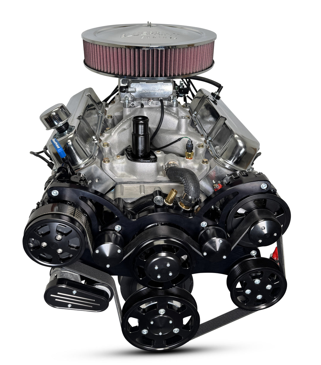 Chrysler Small Block Compatible 408 c.i. Engine - 465 Horsepower - Deluxe Dressed - Fuel Injected - Black Pulley Kit