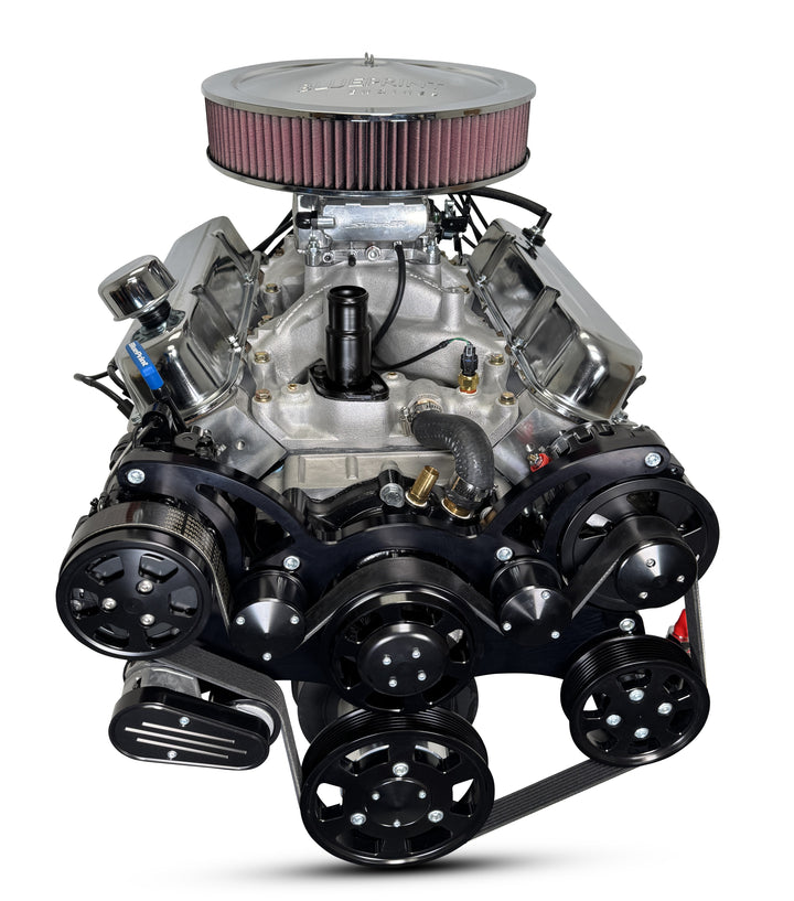 Chrysler Small Block Compatible 408 c.i. Engine - 465 Horsepower - Deluxe Dressed - Fuel Injected - Black Pulley Kit