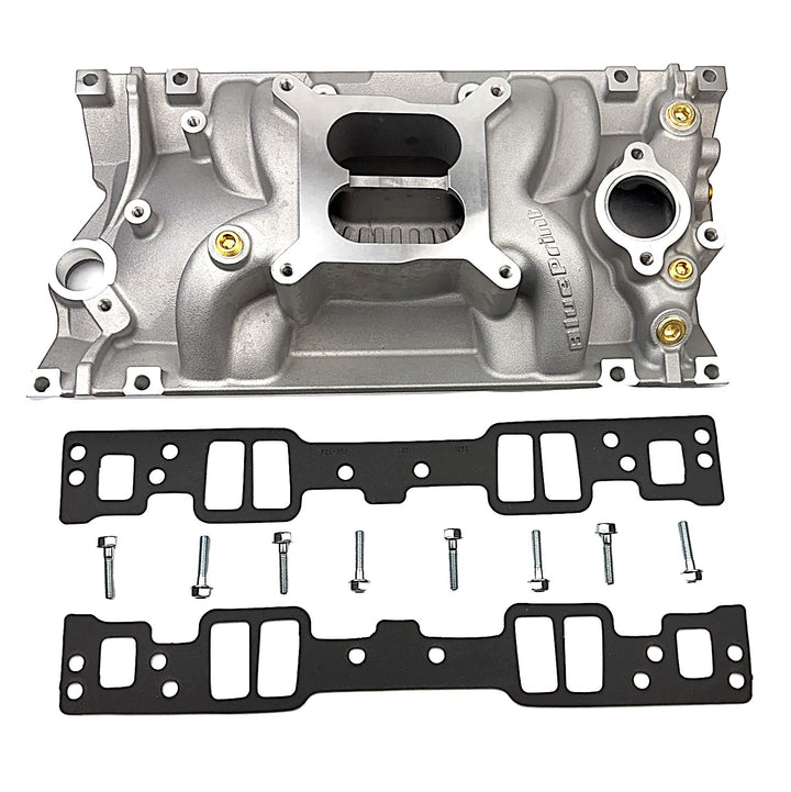 Dual Plane Aluminum Vortec Intake Manifold Kit - Square Bore - GM SB Compatible - Natural