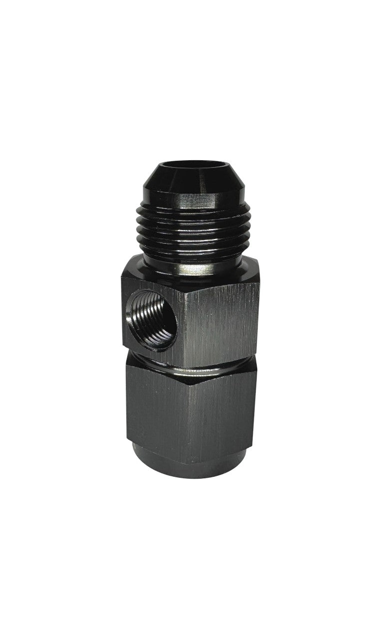 Fuel Pressure Gauge Adapter Fittings -08 Male / -08 Female Black