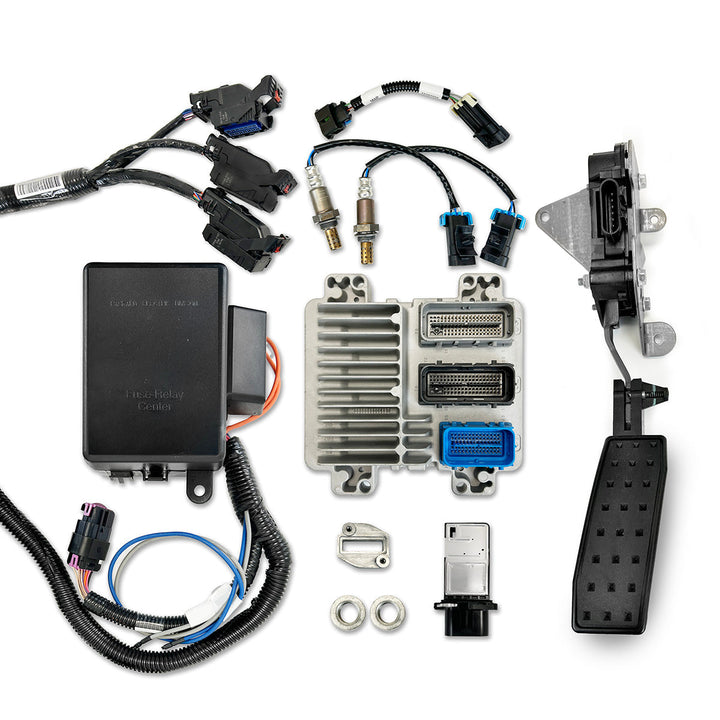 GM LS Compatible 427 c.i. Engine and 4L80E Automatic Transmission - 830 Horsepower - Standard Edition Builder Series - Black Pulley Kit - Holley Terminator X EFI System