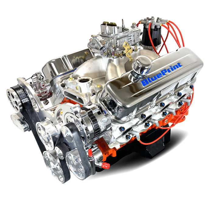 GM Big Block Compatible 502 c.i. Pro Series Engine - 627 Horsepower - Deluxe Dressed -Polished Pulley Kit - Carbureted