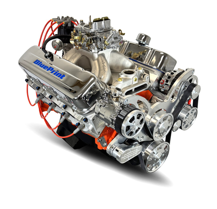 GM Big Block Compatible 502 c.i. Pro Series Engine - 627 Horsepower - Deluxe Dressed -Polished Pulley Kit - Carbureted
