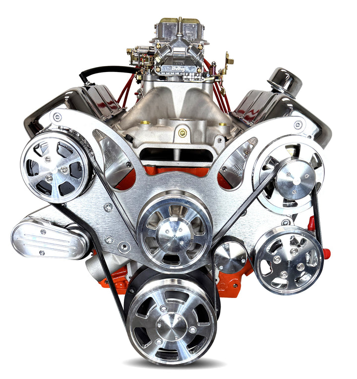 GM Big Block Compatible 502 c.i. Pro Series Engine - 627 Horsepower - Deluxe Dressed -Polished Pulley Kit - Carbureted