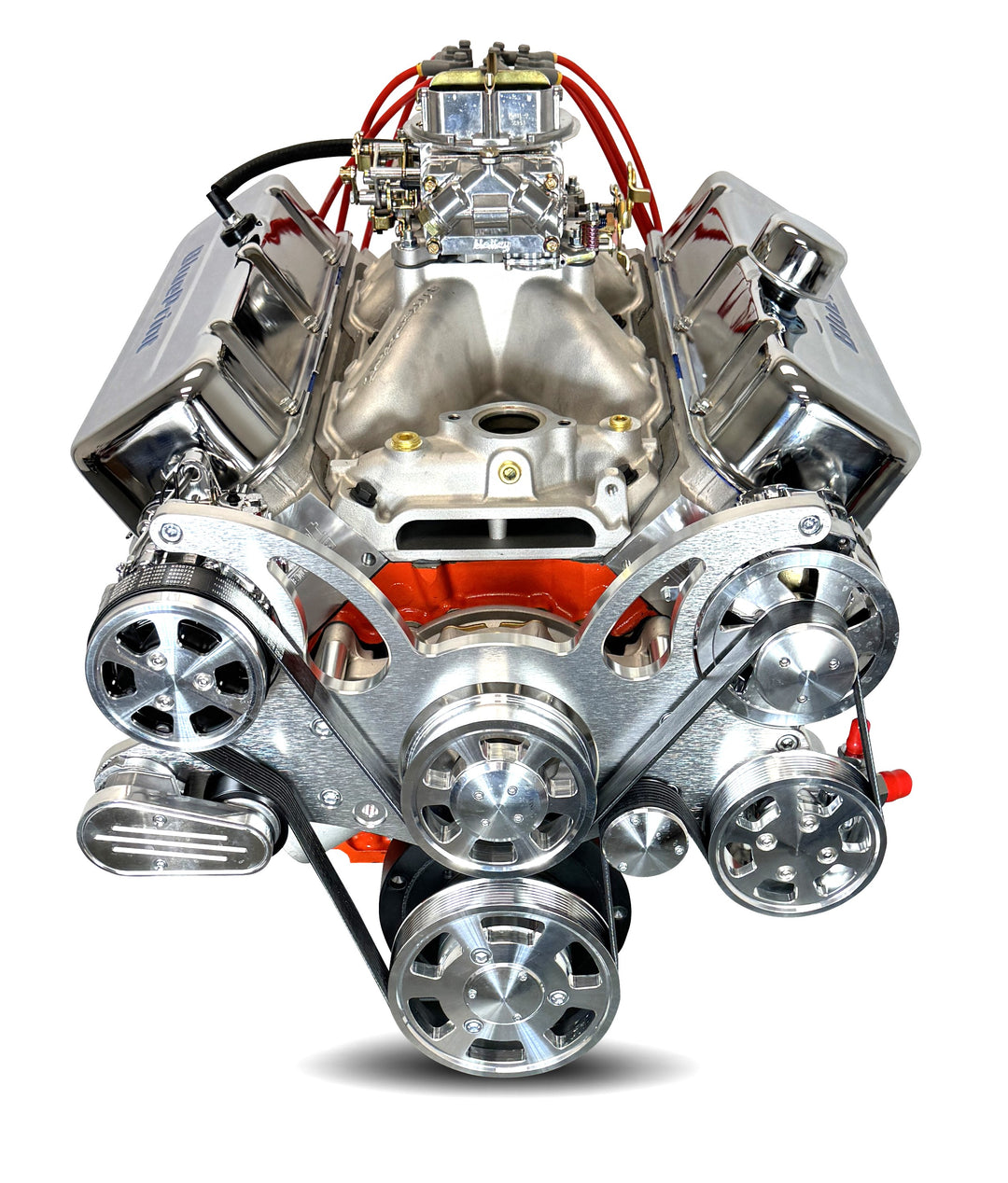 GM Big Block Compatible 502 c.i. Pro Series Engine - 627 Horsepower - Deluxe Dressed -Polished Pulley Kit - Carbureted