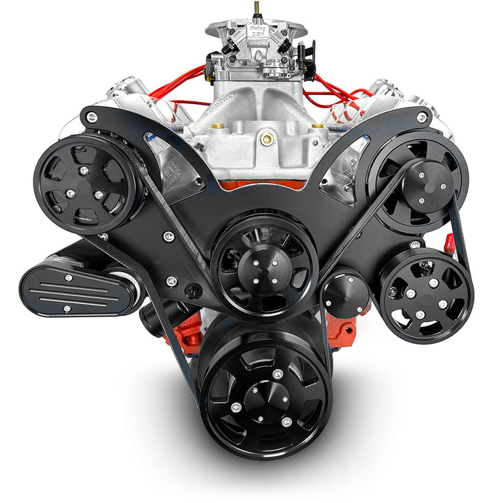 GM BB Compatible 598 c.i. ProSeries Engine - 741 HP - Deluxe Dressed with Black Pulley Kit - Carbureted