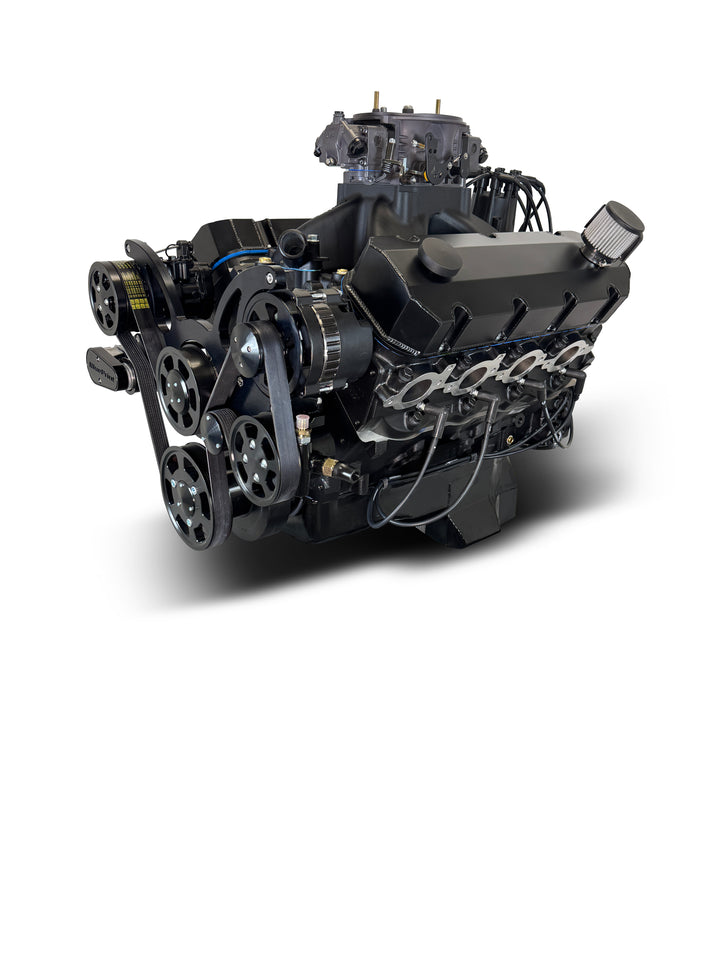 GM Big Block Compatible 632 c.i. Pro Series Engine - 815 Horsepower - Blackout Reaper Edition - Deluxe Dressed - Black Pulley Kit - Carbureted