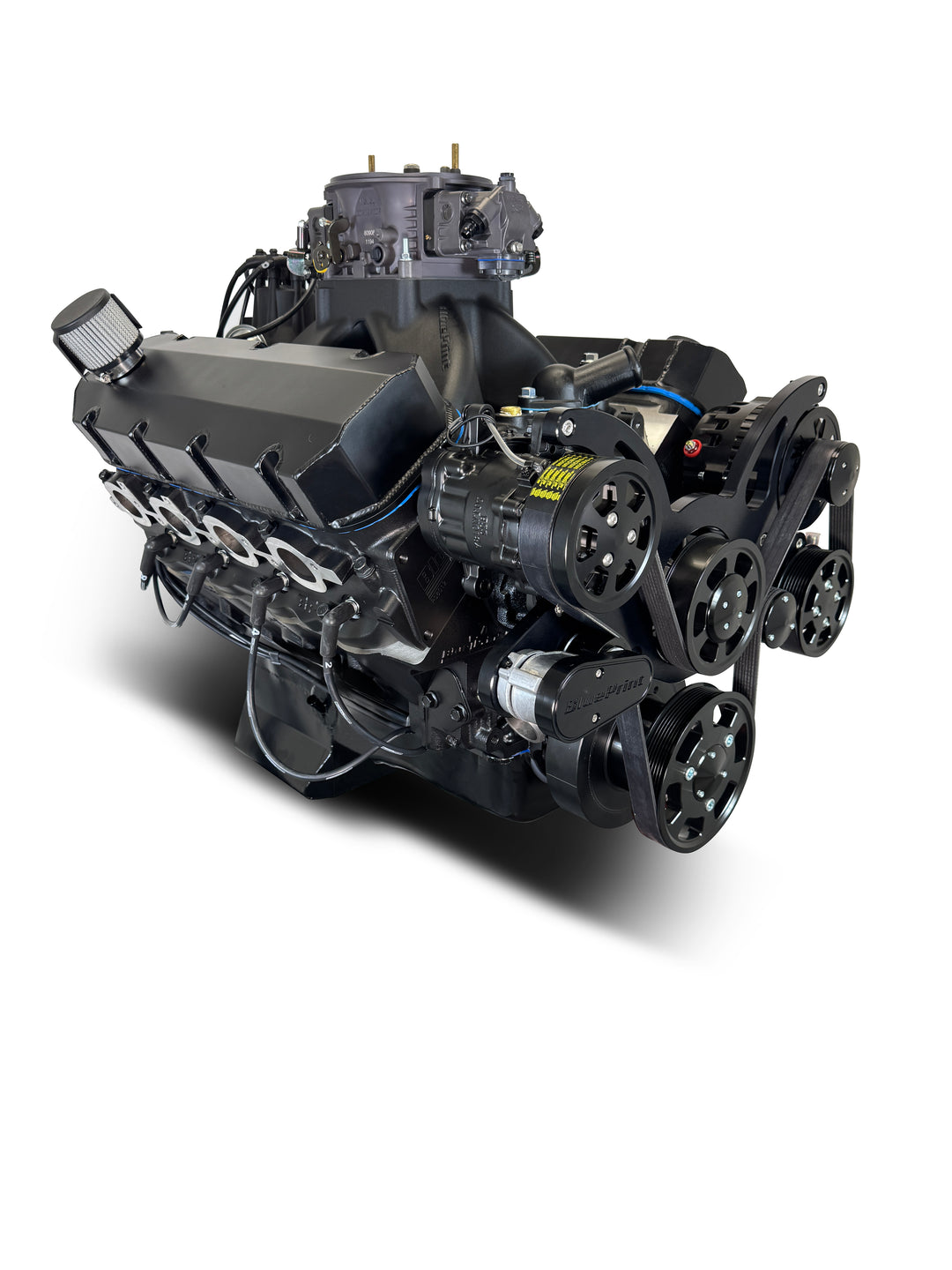 GM Big Block Compatible 632 c.i. Pro Series Engine - 815 Horsepower - Blackout Reaper Edition - Deluxe Dressed - Black Pulley Kit - Carbureted