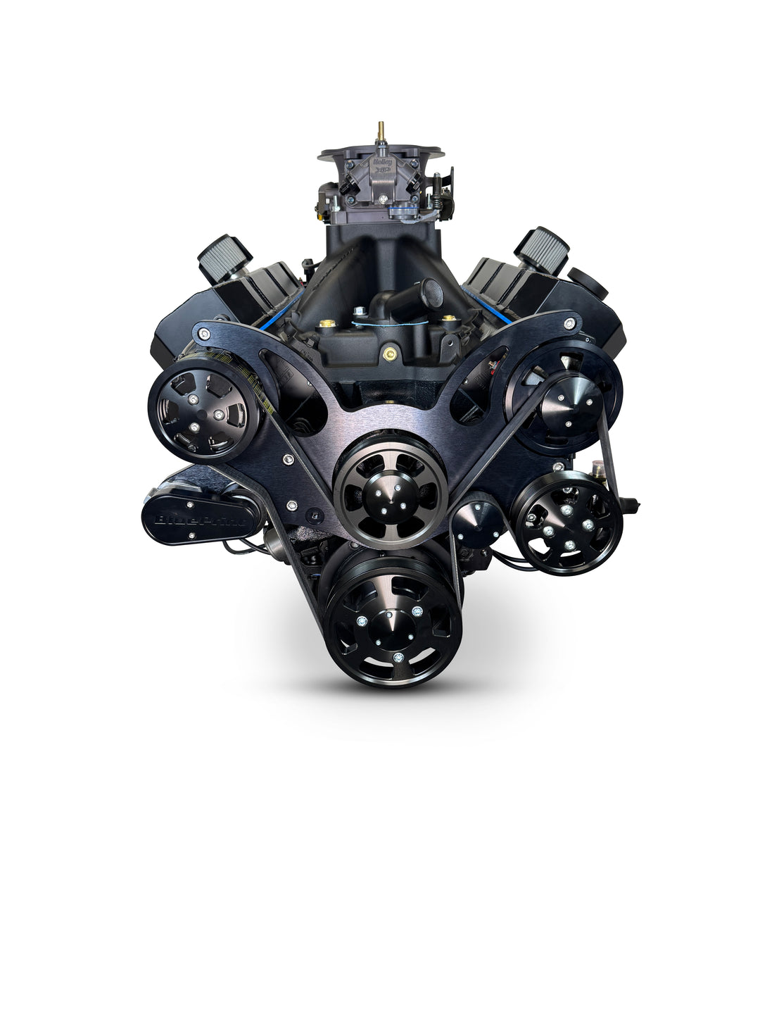 GM Big Block Compatible 632 c.i. Pro Series Engine - 815 Horsepower - Blackout Reaper Edition - Deluxe Dressed - Black Pulley Kit - Carbureted
