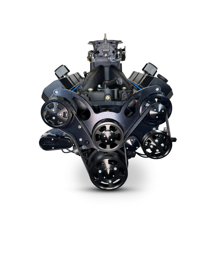 GM Big Block Compatible 632 c.i. Pro Series Engine - 815 Horsepower - Blackout Reaper Edition - Deluxe Dressed - Black Pulley Kit - Carbureted