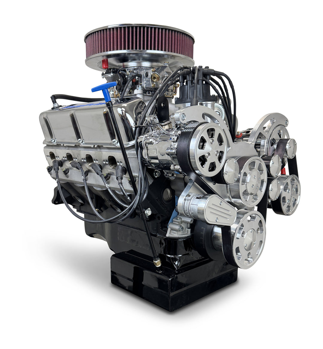 Ford Small Block Compatible 427 c.i. Pro Series Engine - 541 Horsepower - Deluxe Dressed - Polished Pulley Kit- Front Sump -Carbureted